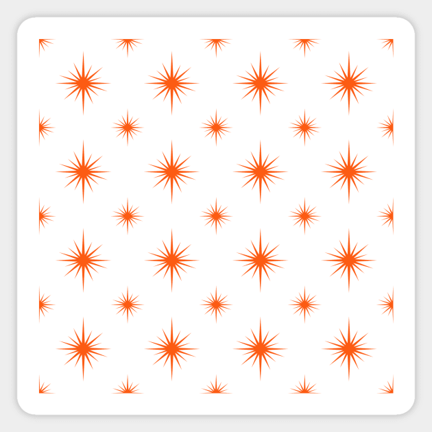 Orange Atomic Starburst Mid Century Modern Pattern Sticker by OrchardBerry